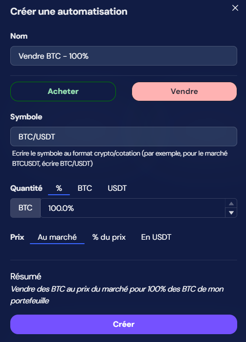 octobot automation creer vendre btc