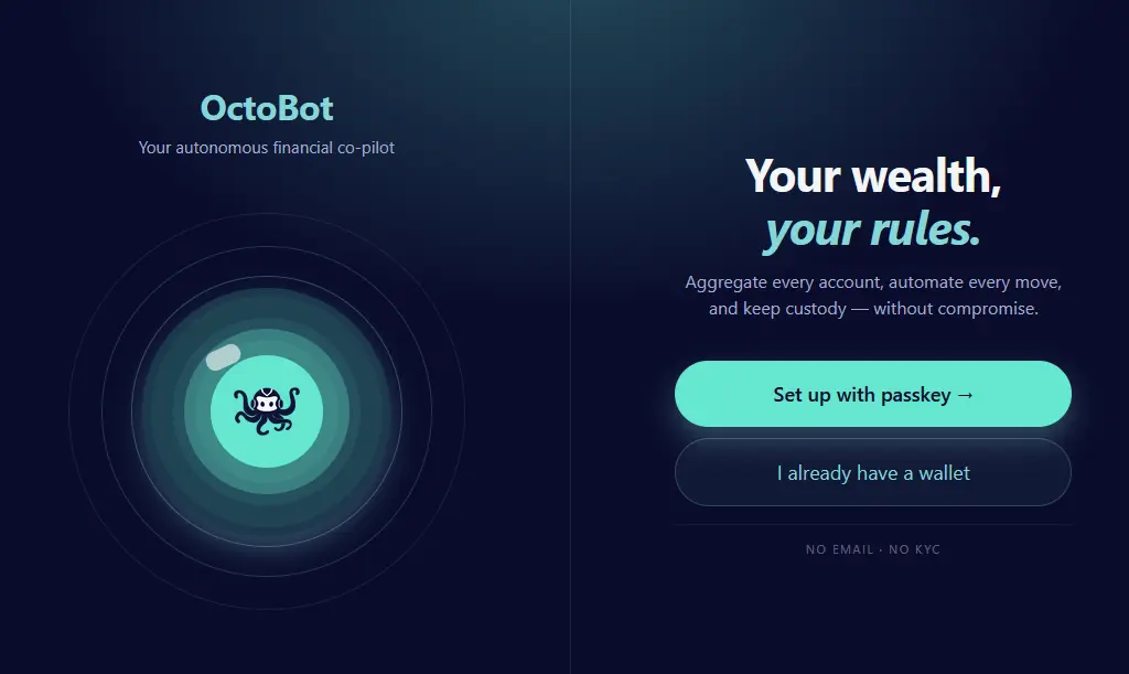 OctoBot beta welcome screen