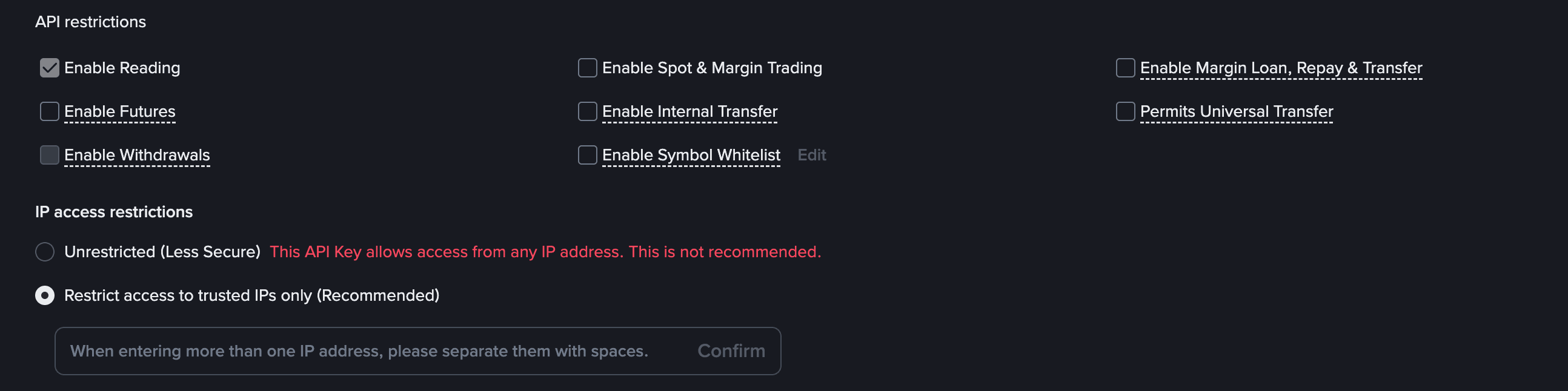 api restrict to trusted ips